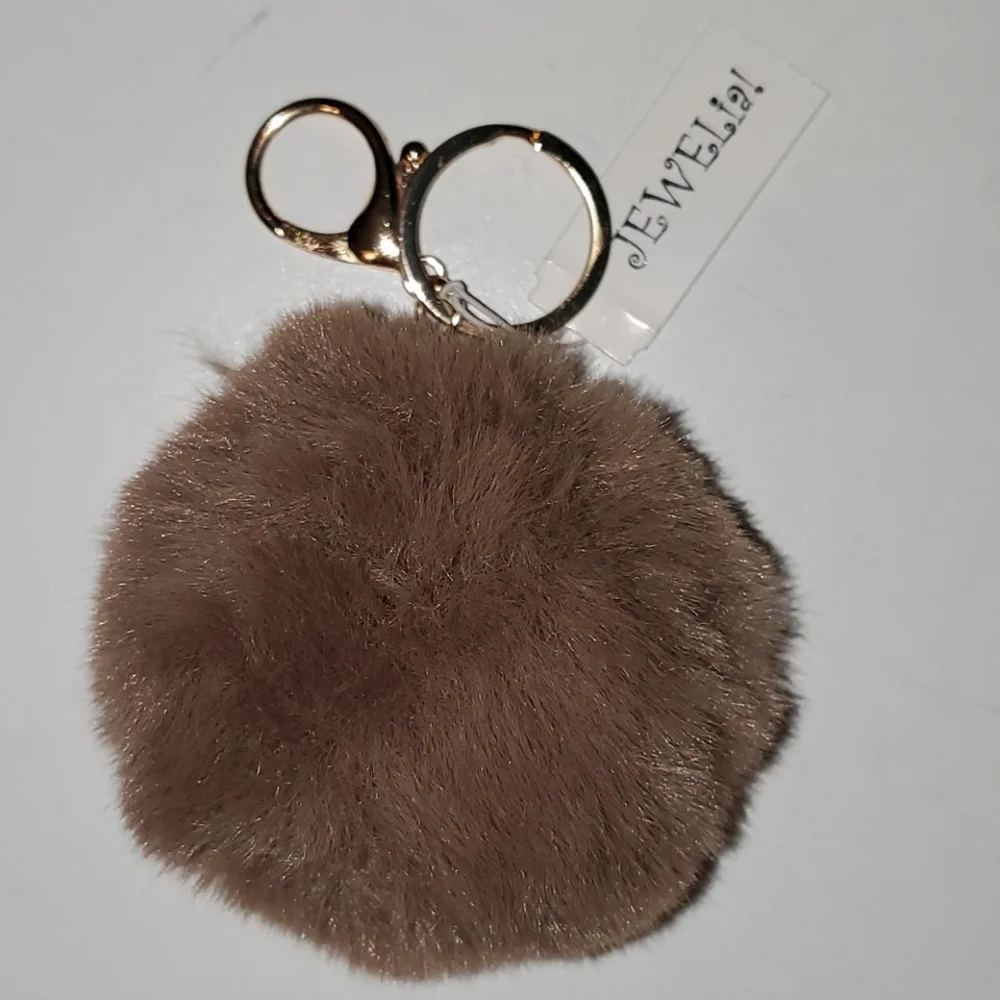 Brown Spherical pom-pom Key & Card Holder Accessory